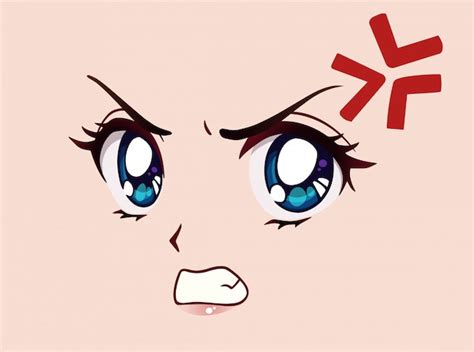 Premium Vector | Angry anime face.