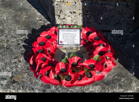 Red poppy Royal British Legion Remembrance Day wreath at Great Bedwyn ...