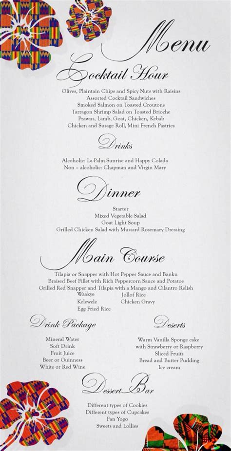 Nigerian Wedding Menu List – Coverletterpedia