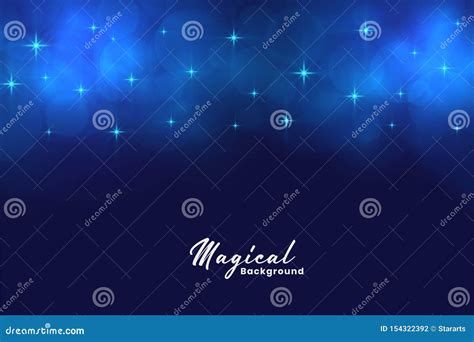 Beautiful Blue Magical Stars and Bokeh Lights Background Stock Vector ...