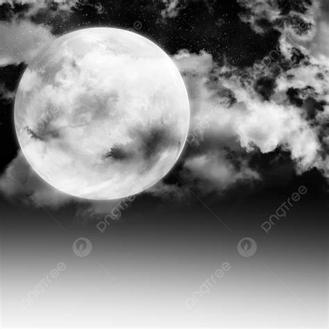 Full Moon On Sky With Clouds Transparent, Full Moon, Night Sky, Night ...