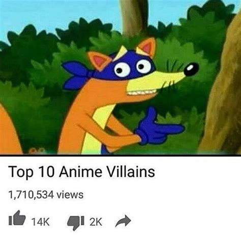 Swiper, Dora meme, top ten anime villains | Funny memes, Dora memes ...