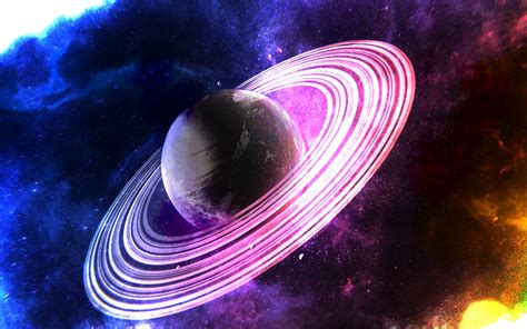 Saturn Wallpaper 4K, Rings of , Surreal, Pink rings