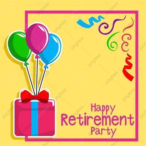 Happy Retirement Party With Balloon And Gift Template On Simple ...