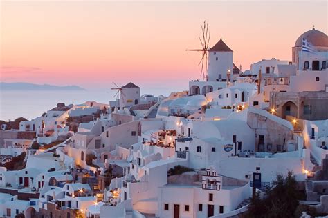 White concrete buildings during golden hour, santorini, greece HD ...