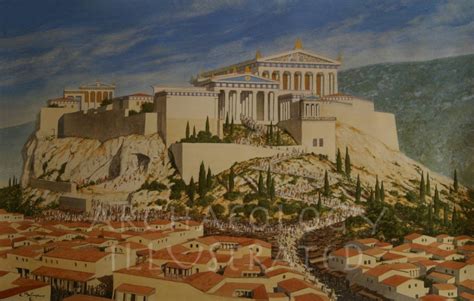 Athens, Acropolis in the 4th century BC. View from the West | Ancient ...