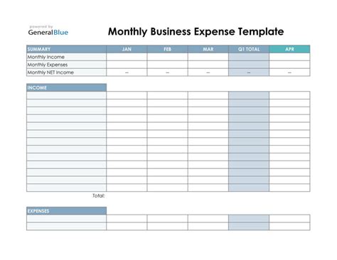 Income And Expense Sheet Printable