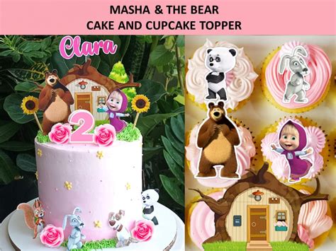 Masha and the Bear Cake & Cupcake Topper Printable Digital - Etsy