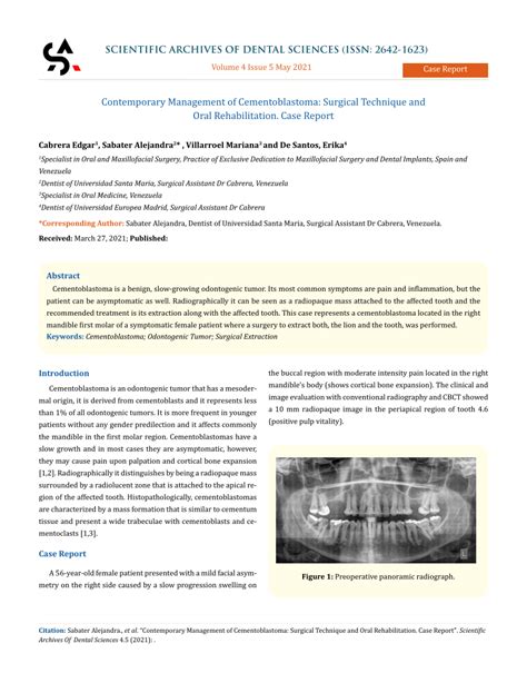 (PDF) Contemporary Management of Cementoblastoma: Surgical Technique ...