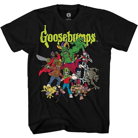 Goosebumps - Goosebumps Mens Horror Mask Shirt Book List Front and Back ...