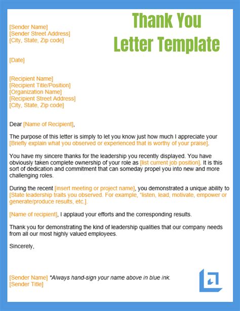 Thank You Letter Sample | Free Business Writing Templates