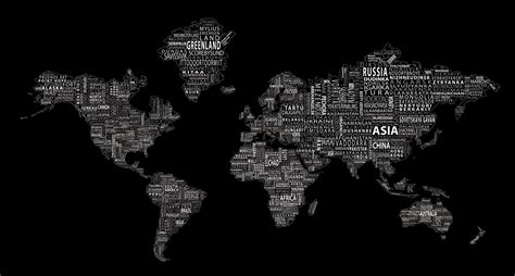 World Map Black And White Image - London Top Attractions Map