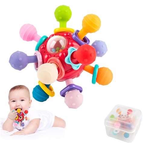 INvench Baby Teething Toys for 0-6 Months, Sensory Rattle Toys for 3-6 ...