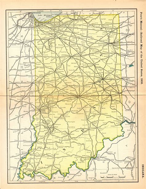 1902 Antique Indiana Railroad Map Wabash Pennsylvania Illinois | Etsy