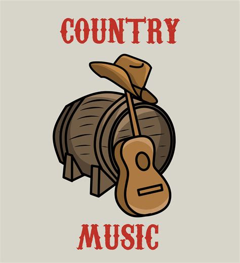 illustration vector of country music culture,barrel,hat,and guitar ...