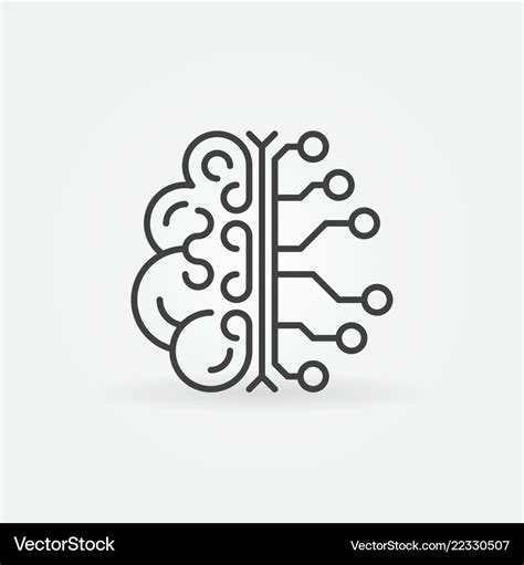 Ai brain simple outline icon artificial Royalty Free Vector