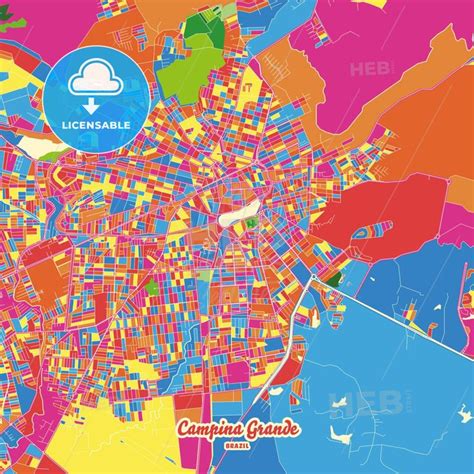 Campina Grande, Brazil Crazy Colorful Map Print Template in 2022 ...