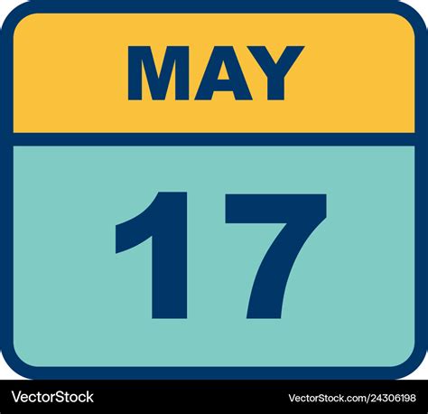 May 17th date on a single day calendar Royalty Free Vector