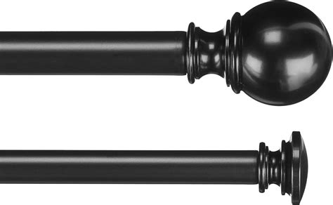 AmazonBasics 1" Extendable Round Finials Set Double Curtain Rod, 36" to ...