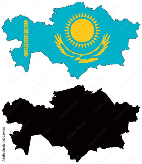 vector map and flag of kazakhstan Stock Vector | Adobe Stock