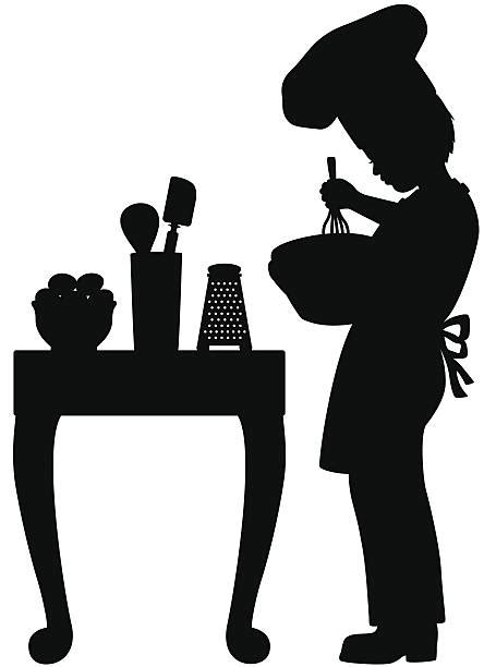 Kids Cooking Silhouette Illustrations, Royalty-Free Vector Graphics ...