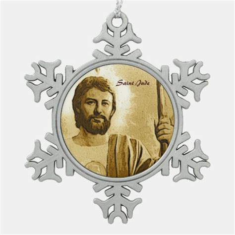 Saint Jude Snowflake Pewter Christmas Ornament | Zazzle.com