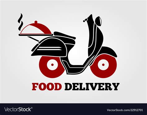 Food delivery logo design with retro scooter Vector Image