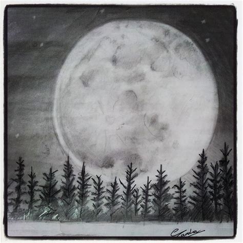 Moon Pencil Drawing