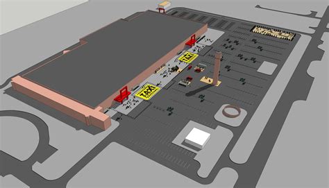 Shopping mall with parking and landscaping 3D model | CGTrader