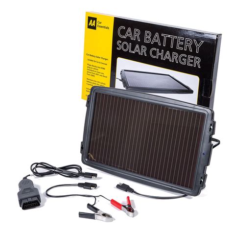 AA Essentials 12V Solar-Powered Car Battery Charger Solar Panel OBD ...