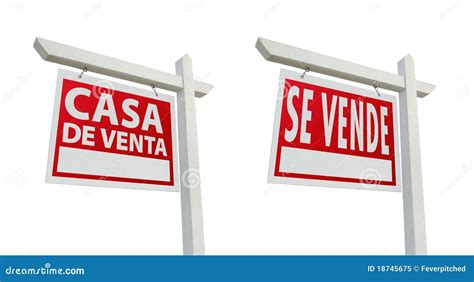 Two Spanish Real Estate Signs with Clipping Paths Stock Image - Image ...