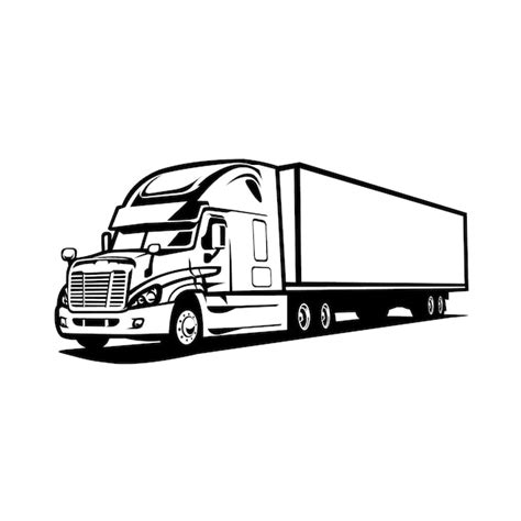 Premium Vector | Semi truck 18 wheeler silhouette side view vector isolated