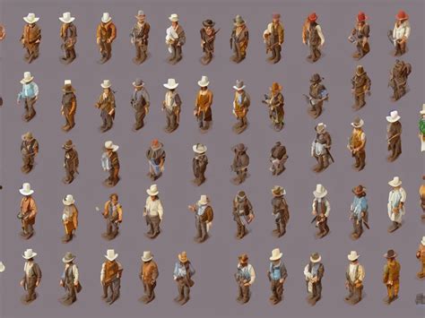 isometric sprite sheet of detailed western npc! | Stable Diffusion