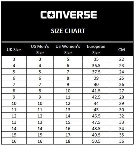 Converse Size Guide – Lace Up NYC