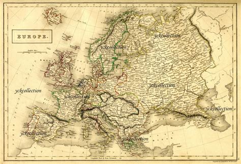 Antique Europe Map 1840 Ultra High Resolution 8 X 10 to 28 X 42 Instant ...