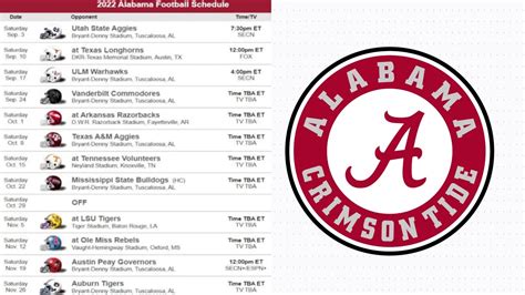 Alabama Football Schedule For 2022 | atelier-yuwa.ciao.jp