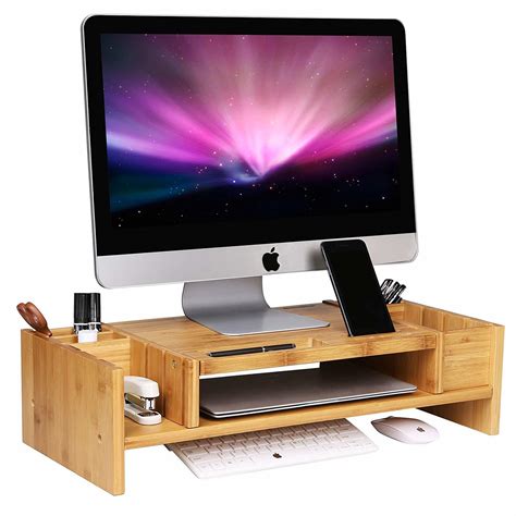 Monitor Stand Riser with Drawers, Sturdy Desk Organizer Laptop Stand ...