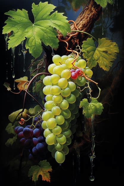 Premium AI Image | a painting of grapes on a vine