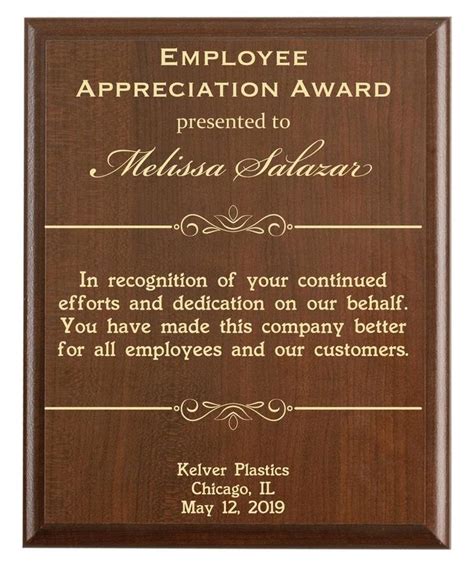 Employee Appreciation Award Worker Recognition Gift Plaque | Etsy ...