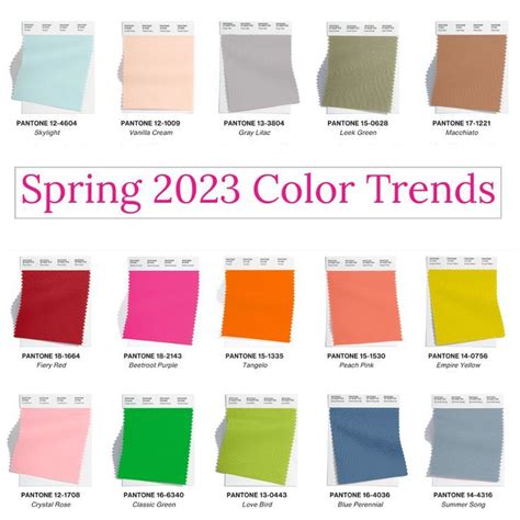 the color chart for spring 2013, with different colors in each section ...