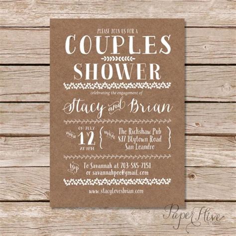 Couples Shower Invitation / Kraft Paper Background / Rustic Wedding ...