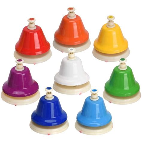 Desk Bells, 8 Notes Diatonic Metal Hand Bells, Rainbow Music Bells ...