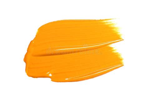 Stroke of Yellow Color Paint Isolated on White Stock Photo - Image of ...