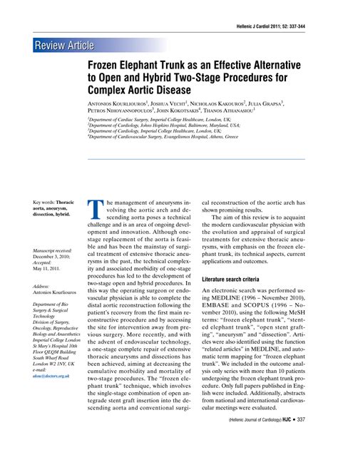 (PDF) Frozen elephant trunk as an effective alternative to open and ...