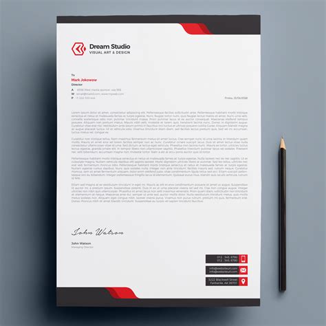 Letterhead Template with red details - Download Free Vectors, Clipart ...