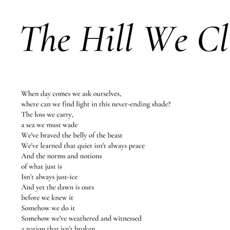 The Hill We Climb Full Poem Printable