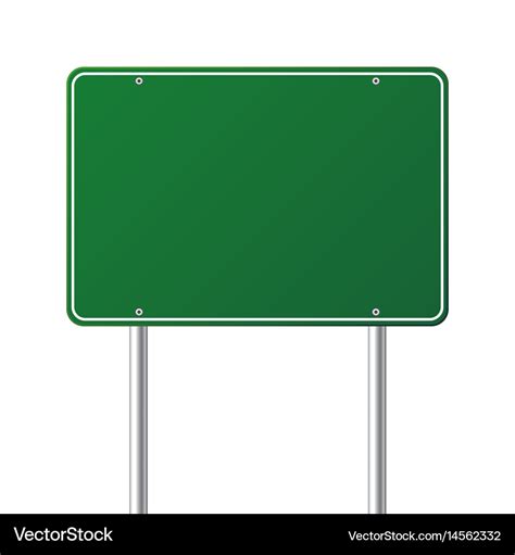 Road green traffic sign blank board with place Vector Image