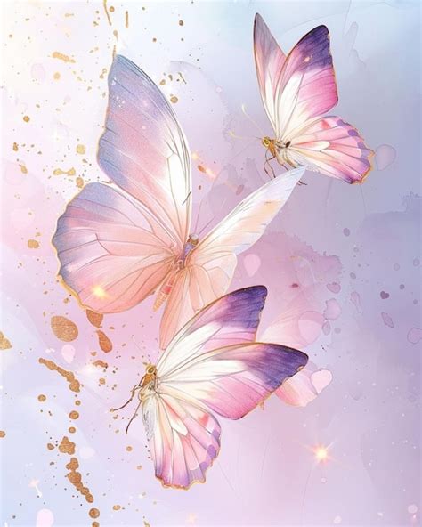 Light Purple Butterflies on Pink Background | Premium AI-generated vector