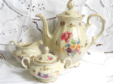 vintage tea set porcelain tea set coffee set pink floral tea