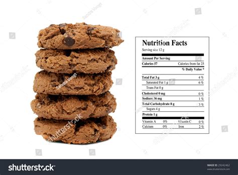 Stack Chocolate Chip Cookies Nutrition Facts Stock Photo 29242462 ...